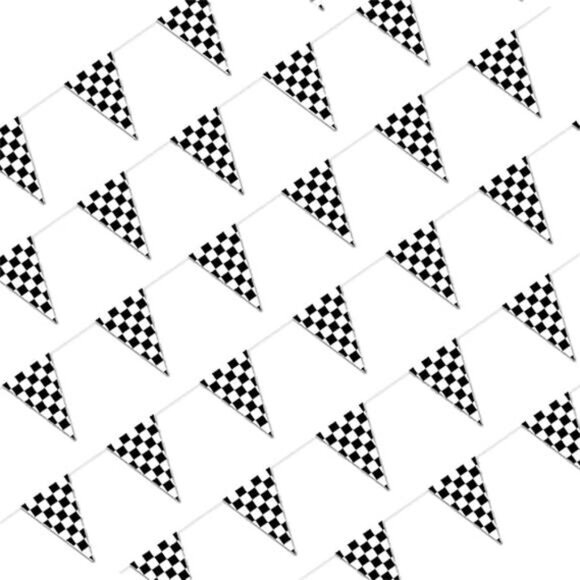 Piokio 100ft Black and White Checkered Flag Banner Racing Birthday Decorations, - Picture 8 of 8